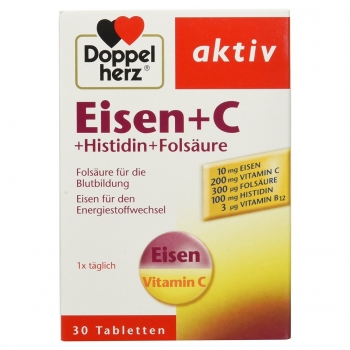 Doppelherz aktiv Eisen + C + Histidin + Folsäure, 30 Tabletten